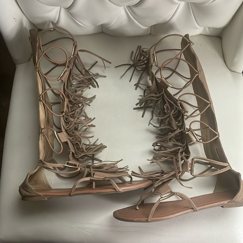 Tan & Gold Liliana Sandals 8 Women